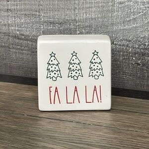 Rae Dunn Fa La La! Christmas Block Sign NEW